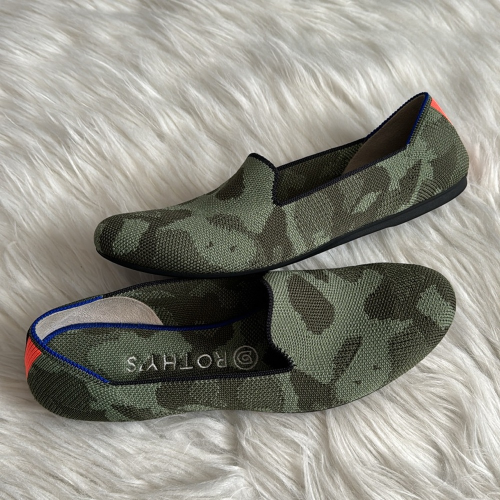 Rothy's Olive Green Camo Round Toe Loafers Size 8 - Picture 3 of 14